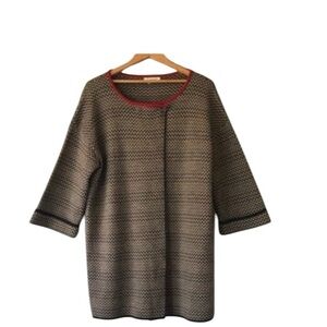Cocogio Brown Wool blend Chevron Patterned Long cardigan Size XL
